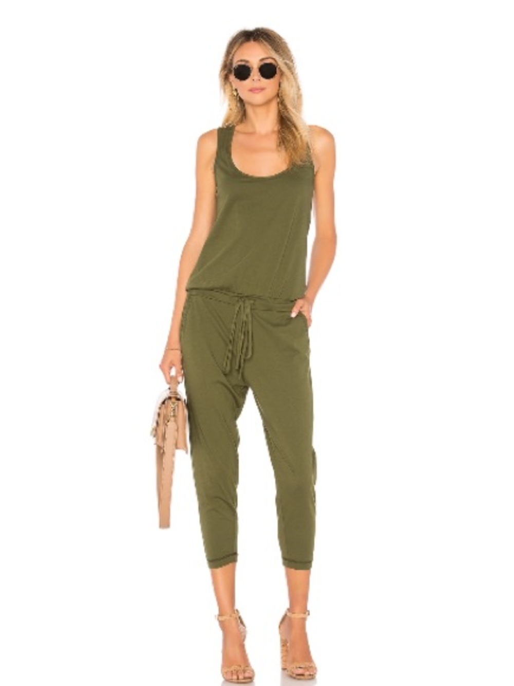 bobi Olive Cargo Tank Jumpsuit